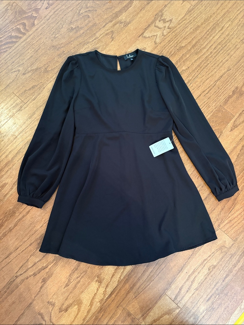 NWT LULUS Nordstrom black dress, follow me ls dress, size large